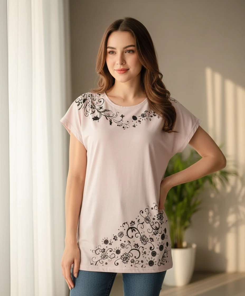  تیشرت سرخود زنانه راحتی بسیار زیبا با رنگ بندی مدل S10 بلوند روشن